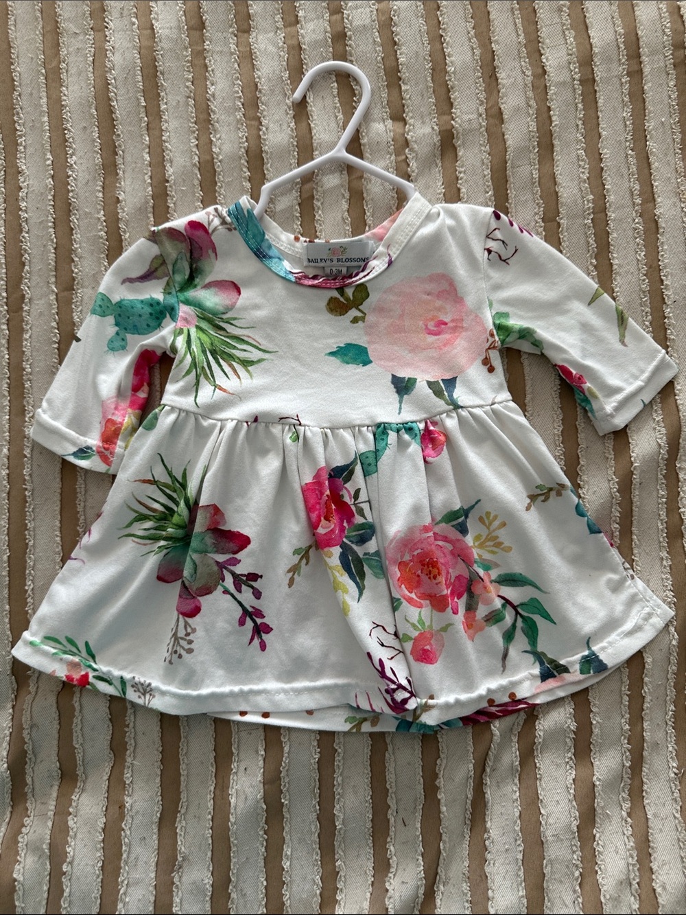 Baby/Toddler Floral Peplum Top - White with Pink & Green Flowers